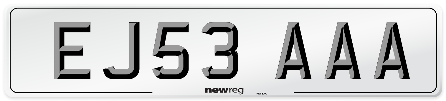 EJ53 AAA Number Plate from New Reg